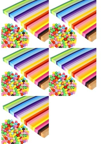 Reeatel 6750 Fogli di Strisce di Carta per Stelle, 27 Colori Assortiti di Carta per Stelle, Carta per Stelle su Entrambi I Lati, per Bambini e Adulti