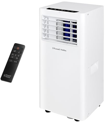 Russell Hobbs Portable 3-in-1 Air Conditioner 7000 BTU, Dehumidifier & Air Cooler with 3 Speeds, Fan Oscillation, 0.45L Water Tank, Touch Control, LED Display & Remote Control, WiFi Enabled RHPAC3002