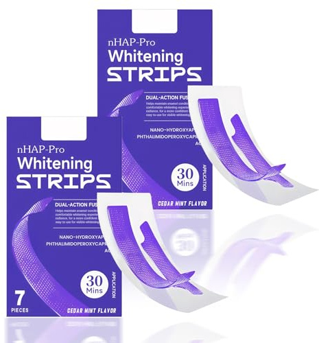 Tiras Blanqueadoras Dientes Morado, Tiras Blanqueadoras Dientes, Whitening Strips, Para Eliminar Las Manchas y Corregir El Color de Los-Dientes, No Provocan Sensibilidad, 28 Unidades (14 Aplicaciones)