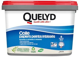 Quelyd Colle Papiers Peints Intissés en Pâte – Toutes Pièces - Application Directement Au Mur – Prête à l'Emploi – Sans Solvant – Seau de 5 kg