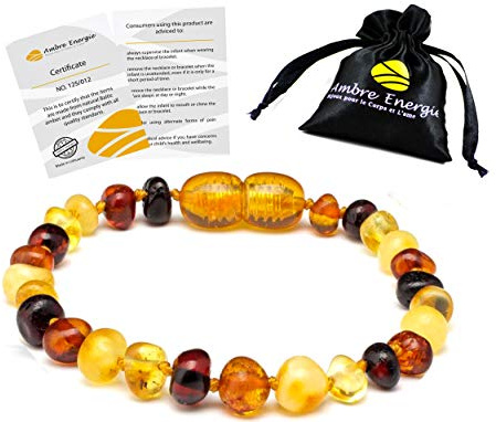 Ambre Bracelet 14 cm. - 100% Plus Haute Qualité Certifié l'Ambre la Baltique Authentique Perles de plus gros!! /Taille 14 cm (Multi)