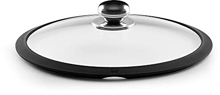 CASTEY - Tapa Universal de Cristal Templado, 16 cm, para Ollas, Sartenes y Cacerolas, Aro de Silicona, Pomo de Acero Inoxidable, Resistente y Duradera, Sujección Cómoda
