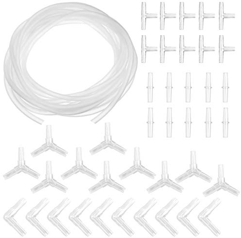 YMWALK Ensemble d'accessoires de Pompe à air d'aquarium Comprenant 40 pièces Y T L I Connecteurs de Ligne aérienne + diviseur de Tuyau d'eau + Tuyau de Tube de réservoir de Poisson de 5 mm * 5 m