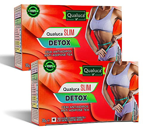 Qualuca Slim Detox | Detox-Tee | Entgiftender Tee | Kräutertee | Packung mit 2 | 60g