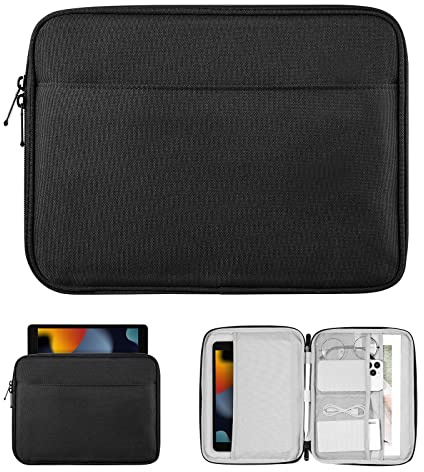 TiMOVO 9-11 Étui de Tablette pour iPad 11 Pouces A16 2025, iPad 10e Gén. 10,9, iPad 10,2, iPad Air 11/Air 5e/4e Gén. 10,9, Galaxy Tab A9+/A9 Plus 11, Étui de Transport avec Poche, Noir