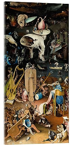 Posterlounge Giardino delle delizie - L'inferno musicale Stampa su vetro acrilico di Hieronymus Bosch 40 x 80 cm Marrone Quadri Decorazione per pareti