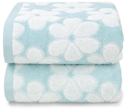 Jacquotha Juego de 2 Toallas de algodón para decoración de baño con Jacquard Floral, súper Suaves y absorbentes, tamaño Grande de 27.5 x 55 Pulgadas