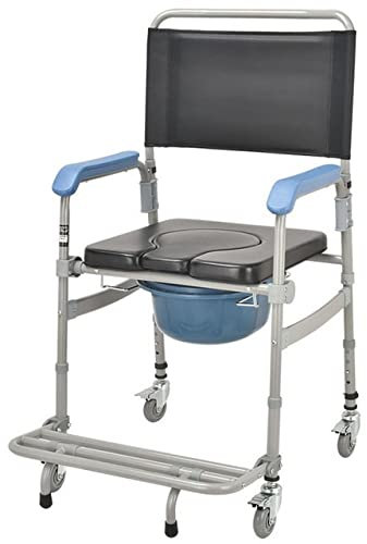 asdchZen Fauteuil Roulant Commode, Chaise de Toilette Portative Légère de Chevet avec Toilettes Intégrées pour Personnes Handicapées Les Personnes Âgées Autres jusqu'à 150 Kg Chaise de，B
