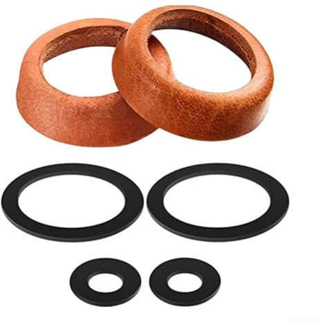 Kit di tenuta per pompa a mano con manicotto in pelle Parti di ricambio con 2 guarnizioni in pelle 4 anelli di tenuta per modello 75 Diametro interno pompa dell'acqua 53 mm Altezza 20 mm (marrone+nero