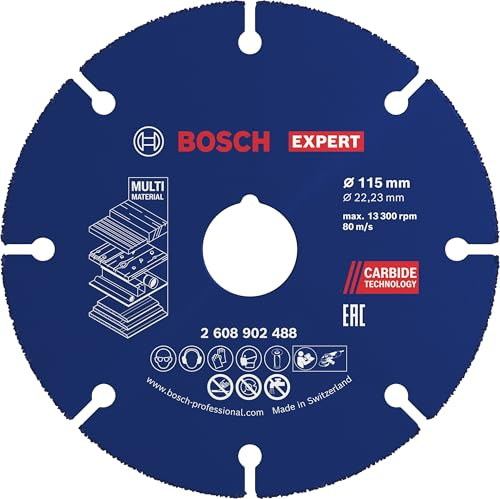 Bosch 1x Mola da taglio EXPERT Carbide Multi Wheel (per Legno duro, Legno con chiodi, Ø 115 mm, Professional Accessorio Smerigliatrice angolare piccola)