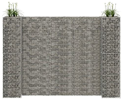 Qnhdfrt Gabion Jardinière surélevée 260 x 40 x 180 cm Fil d'acier argenté Treillis robuste pour jardin, terrasse et balcon Design moderne pour parterre d'herbes aromatiques, parterres de fleurs et