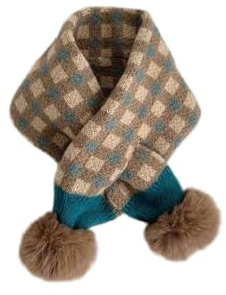 JJDFW Sciarpa invernale con pompon scaldacollo per neonati e bambini a maglia incrociata, Colore 5, Taglia unica