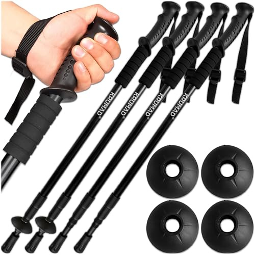 KRUMAD Bastoni da trekking in alluminio per nordic walking telescopici regolabili 64 – 134 cm, bastoncini da trekking leggeri per uomo e donna