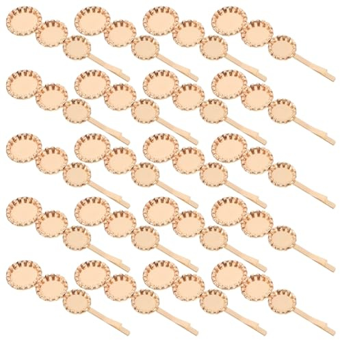 FOYTOKI 20 Piezas de Base de Horquilla Metálica con Bandeja Redonda para Manualidades Diy, Pinzas Cabello Doradas, Versatilidad en Peinados para Fiestas y Decoración