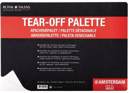 Extragroße Abreißpalette Amsterdam All Acrylics Tear-Off Palette für Acryl, Öl, Aquarell und Gouache, 50cm x 35cm, 30 Blatt, Weiß