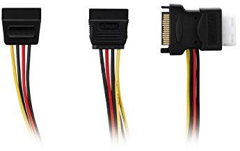 adaptare 34114 Netzteil-Adapter-Kabel 15-polig SATA-Anschluss auf 4-polig IDE und 2-mal 15-polig SATA schwarz