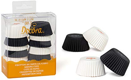 Decora 0339752 200 White And Black Mini Muffin Baking Cups 32 X 22 Mm