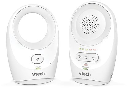 VTech BM1120 Baby-Audioüberwachungsgerät, klare Tonübertragung und Sicherheit, Lange Reichweite, 5-stufige LED-Lautstärkeanzeige, Gürtelclip, wiederaufladbare Batterien