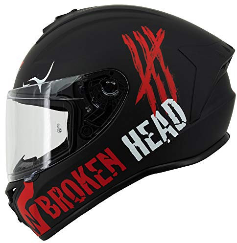 Broken Head Motoradhelm Adrenalin Therapy X4 - Sportlicher Integralhelm - Rot Matt - Größe L (59-60 cm)