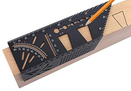 Aluminum Alloy 3D Mitre Angle Measuring Tool,Mutifunction Woodworking Square Ruler Gauge Measure Ruler,45/90 Degree Angle T Ruler (Black)