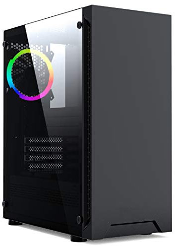 ionz KZ08 V3 PC Gaming Computer Case MID TOWER COMPUTER CASE M-ATX and ATX TEMPERED GLASS (with 1 FRGB Fan, Black)