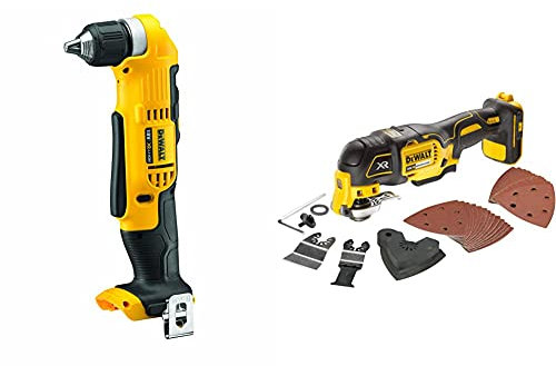 DeWalt DCD740N-XJ 18V XR Lithium-Ion Body Only Cordless 2-Speed Angle Drill, Yellow/Black, 4.57 cm*12.52 cm*2.99 cm & DCS355N-XJ 18V Li-Ion Cordless Brushless Oscillating Multi-Tool