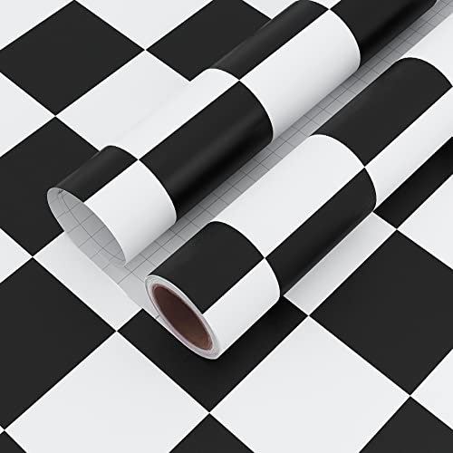 VaryPaper Papier Peint Noir et Blanc Épaissir Revetement Sol Pvc Salle de Bain Papier Peint Cuisine Autocollant Papier Adhésif Décoratif Rouleau Vinyl Adhesif Chambre Toilette Imperméable 40cm×2m