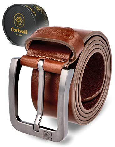 Cartvelli Cintura uomo 95cm in pelle premium Made in Italy con confezione regalo - cintura in vera pelle 40mm Marrone ITA22b-95