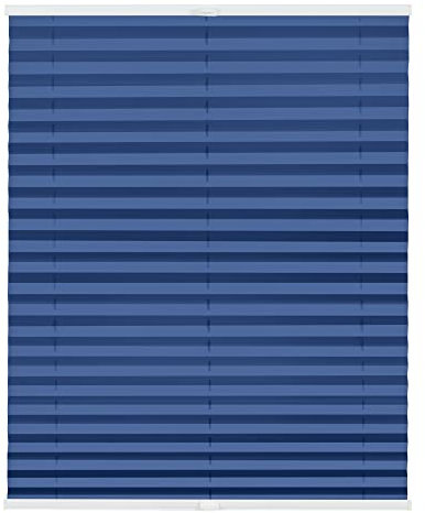 Lichtblick Plissee Klemmfix nach Maß, ohne Bohren, verspannt, lichtdurchlässig, Blickdicht, Made in Germany - Blau 75 cm x 160 cm (B x L)