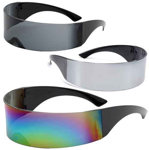 HPiano Gafas futuristas de plata 3 pcs, divertidas, espaciales, juego de gafas alienígenas para juego de rol