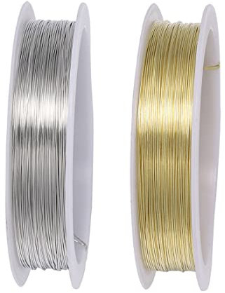 2 Rollos Alambre para Cuentas, Alambre de Cobre para Joyeria, Alambre de Aluminio Flexible para Abalorios para Pulseras Collares Fabricación de Joyas, Alambre Artesanal de Metal