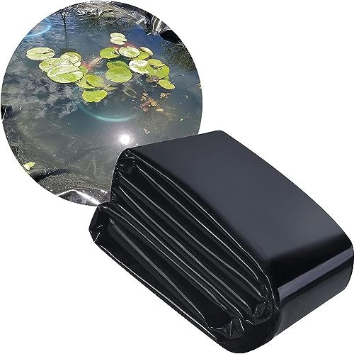 SEVSO HDPE Teichfolie 0.12Mm 3X3m 4X4m 5X5m 8X10m 9X10m Schwarz Wasserfälle Membran Witterungsbeständig Kleine Schwimmteich Folie Für Wassergärten Fischteiche Landschaftsbau Brunnen,9 * 9m