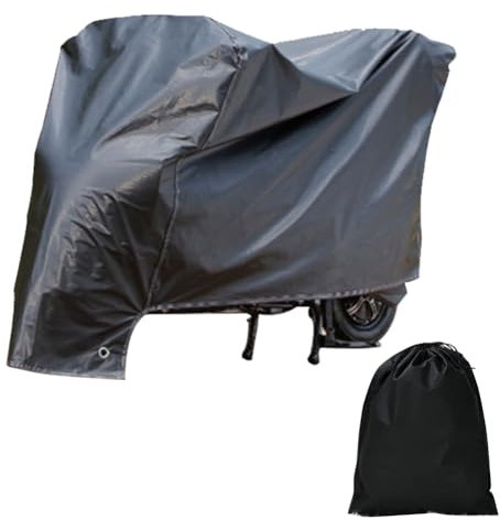 Housse de Protection pour Moto, Housse Moto Impermeable, Bâche Protection Moto, Résistant Aux UV, à La Poussière, à La Pluie, à La Neige, Aux Feuilles, Noir, avec 1 Sac de Rangement