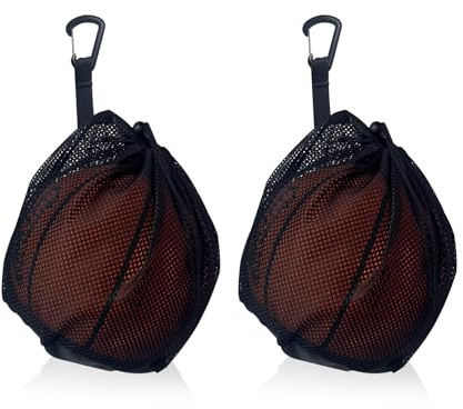 YMTWSRY 2 redes para pelotas, 1 pelota, saco de pelota, plegable, portátil, red para pelotas, bolsa de malla con cordón, bolsa de malla, bolsa de pelota, mochila multiusos para baloncesto, fútbol,