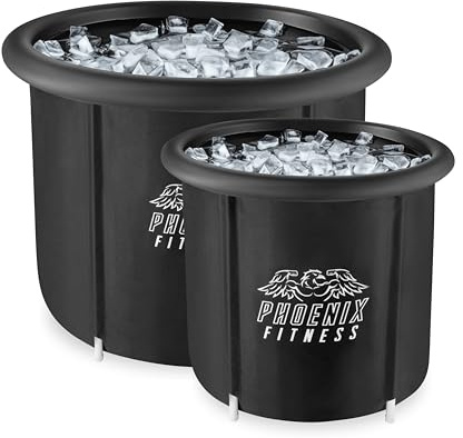Phoenix Fitness Ice Bath Tub with Lid - Large Cold Water Therapy Recovery Pod for Indoors and Outdoors - Portable Ice Bath Plunge for Athletes, Men & Women - Black, 300 Litre