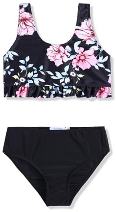 Arshiner Conjunto Bikini para Niñas Volantes Bustier Braguitas Bikini Tankini para Niños Trajes Baño Verano Dos Piezas Estampado Floral Ropa Playa para Surf 5-14 Años