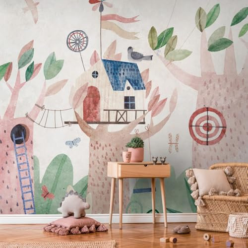 Fototapete Profhome 399061-GU heißgeprägte Vliestapete glatt Kindertapete matt beige braun grün blau 3,71 m x 2,8 m