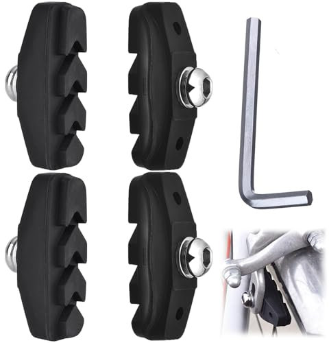 2 Pairs V Bike Brake Pads, 50 mm Road Bike Brake Pads, Bike Caliper Brake Blocks Set for bicycle with Hex Nut Installation Tool Caliper Brake Blocks for Road Bikes Mountain Bicycles