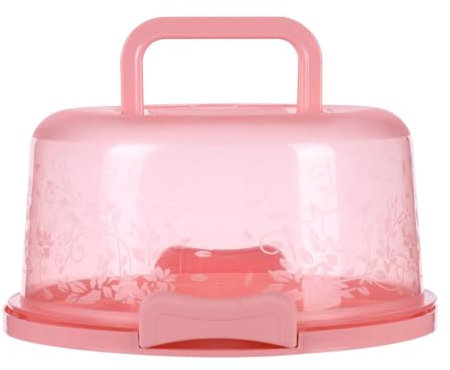 Kuchen Transportbox Rund mit Deckel und Tragbarer Tragegriff Kuchenbehälter Lang 26 cm Höhe 12 cm Tortentransportbox Transparent Plastic Tortenbehälter Modern Tortenplatte für Torte Muffins (A)