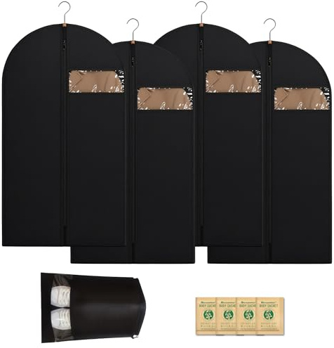 4 pezzo fundas ropa (2 * 60 x 120 cm + 2 * 60 x 100 cm)，1 pezzo bolsa de zapatos，funda traje，portatrajes hombre viaje，porta trajes viaje hombre，fundas ropa armario