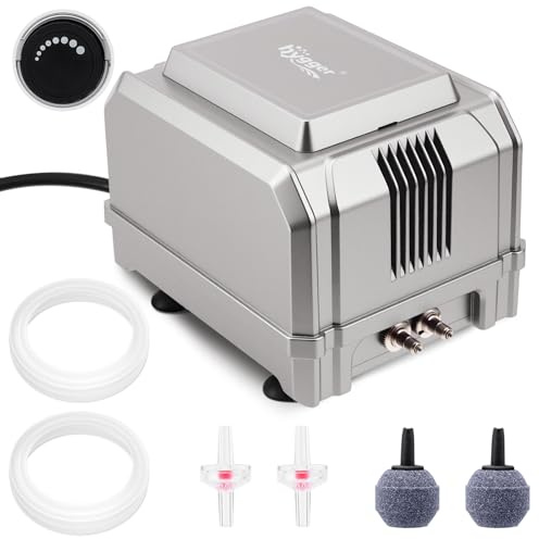 hygger 8W Aquarium Air Pump: Powerful Adjustable Fish Tank Air Pump, Dual Outlet Oxygen Aerator, Oxygen Pump for Up to 200 Gallons Aquariums, for Freshwater, Saltwater, Hydroponics