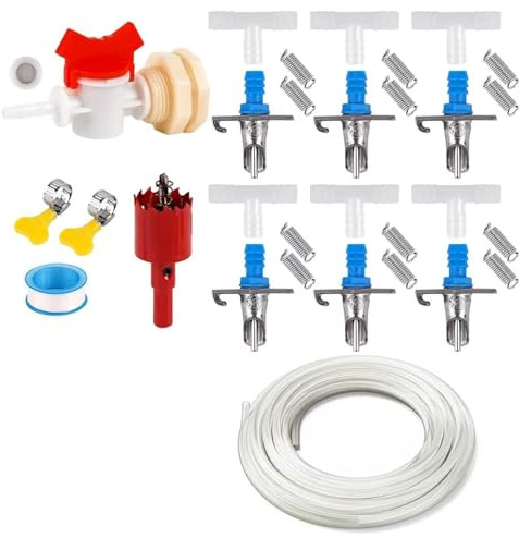 Kit d'arrosage étanche pour cage pour animaux de compagnie, systèmes d'eau galvanisés, tétons en bec de canard avec joints en T pour petits animaux d'élevage, abreuvoir pour lapins, furets, cochons