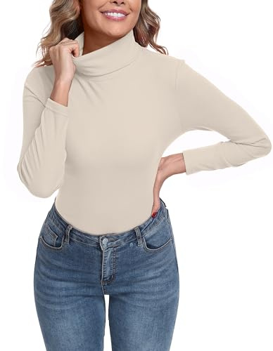 IWOLLENCE Maglia termica a maniche lunghe da donna pullover a collo alto collo alto slim fit calda canottiera a maniche lunghe top biancheria intima termica per inverno uso quotidiano aderente comoda