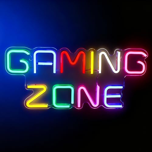 LUFEIS Gaming Zone Neon Sign, 32cm Colorful LED Gaming Neon Sign for Wall Decor, USB Powered Game Neon Light for Game Room, Bedroom, Man Cave, Gifts for Gamers, Non-Dimmable