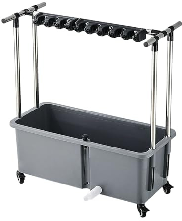 JKGHK Movable Mop Sink, Floor Mount Mop Service Basin, Shop Sinks with Mops Hook and Drain Button, Portable Laundry Room Slop Sink, for Kitchen, Restaurant, Business, Garage(35.4x15.7x12.4in)