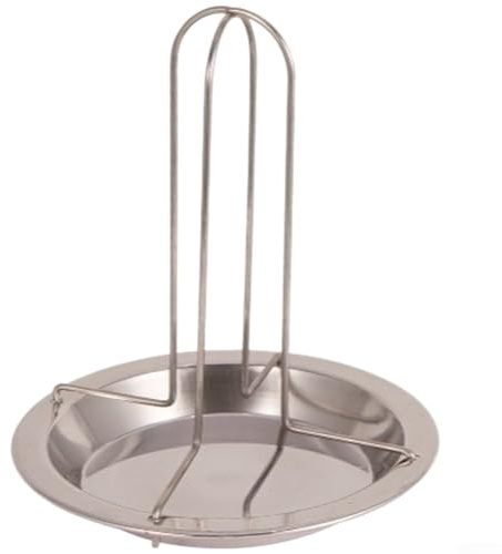 Estante plegable para parrilla de barbacoa, asador portátil de pollo con bandeja de goteo extraíble, soporte resistente de cuatro patas para horno de camping al aire libre, parrilla de carbón plateado
