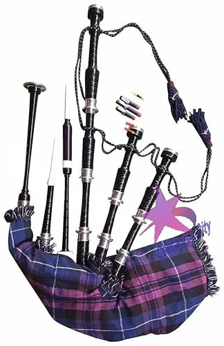 Great Highland - Gaita escocesa con montura de palisandro y cubierta de tartán tradicional (acabado negro del orgullo de Escocia)