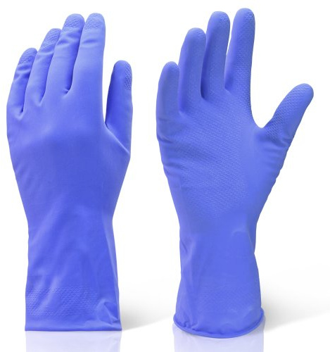 2 Pairs Of Small Blue Industrial Cleaning & Washing Up Rubber Gloves. Comes With TCH Anti-Bacterial Pen!