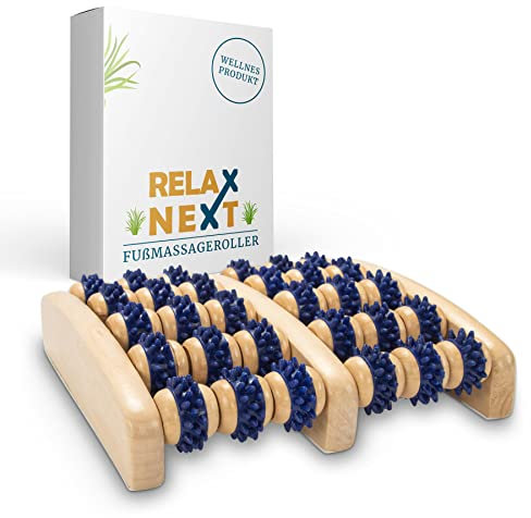 relax next Fußmassageroller aus Holz – Reflexzonen-Fußmassagegerät – Relax Next, Zweifuß-Massageroller aus Holz – auch als Geschenk erhältlich