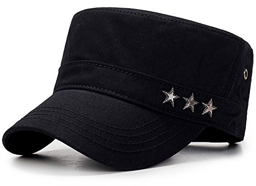 Yooeen Hommes Femmes Classique Casquette Army Armée Militaire Casquette Réglable Casquettes Vintage Casquette de Baseball 100% Coton pour Sports et Extérieur, Noir - Star, Réglable(56-62cm)